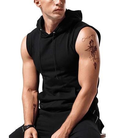 Babioboa Men's Sleeveless Workout Hooded Tank Top - Black, Medium - Buy Online on SooperMarket.com