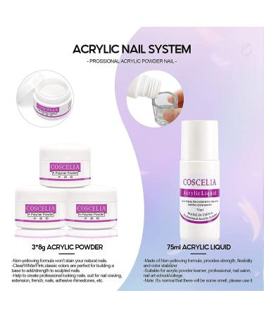 Acrylic Nail Kit for Beginners & Professionals - 3 Colors Powder, 12 Glitter Powders, Nail Tips & Supplies for Nail Extension & Decoration - DIY Acrylic Nails 147 - Buy Online on SooperMarket.com
