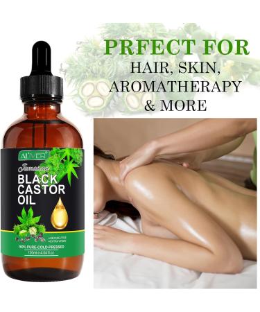 Jamaican Black Castor Oil 120ML Massage Oil for Aromatherapy 100% Pure Natural Cold Pressed Organic Castor Oil Stimulate Growth for Hair Eyelashes Eyebrows Skin Moisturizer & Hair Oil and Body Oil - Buy Online on SooperMarket.com