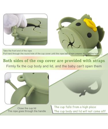 Qshare Silicone Baby Snack Cup - Non Spill Toddler Snack Catcher with Lid for Finger Food - Sage Green, BPA Free & Portable - Buy Online on SooperMarket.com