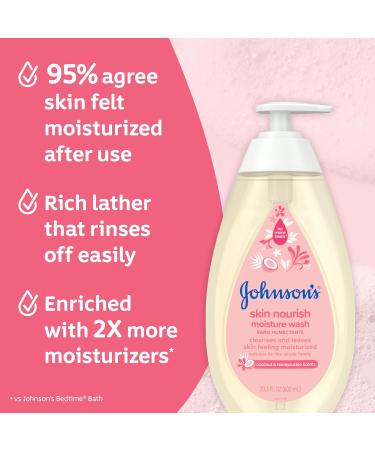 Johnson's Skin Nourish Moisture Wash - Hypoallergenic Baby Wash with Coconut & Honeysuckle 20.3 fl. oz Paraben & Dye-Free Moisturizes Skin - Buy Online on SooperMarket.com