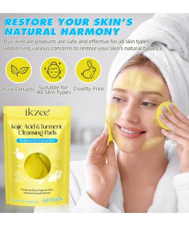 60PCS Turmeric Cleansing Pads with Vitamin B5 & C | Exfoliating Foaming Pads for Glowing Skin | Turmeric Lemon Chamomile Face Treatment - Buy Online on SooperMarket.com