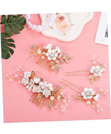 PLAFOPE 1 Set Comb Set Bride Side Combs Hair Decorations U Shaped Hair Pins Rhinestones Wedding Side Comb Wedding Hair Pins Wedding Veil Combs Flower Bridal Combs Hair Flowers Pearl White - Buy Online on SooperMarket.com
