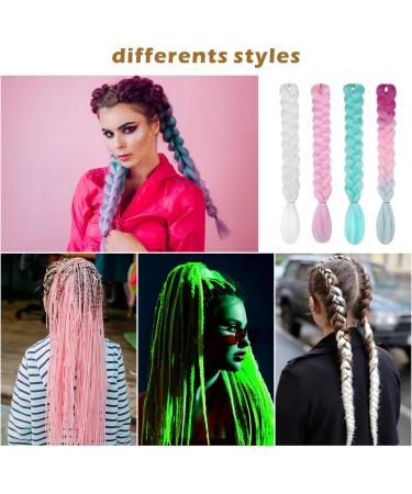 Huiguli Braiding Hair Extension Grow in the Dark for Women Fluorescent Ombre Jumbo Braiding Wigs Kanekalon for Twist Braiding for Women (Green) - Buy Online on SooperMarket.com