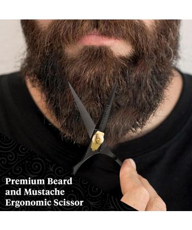 5.5 Ontaki Premium Hand Forged Japanese Steel Scissors for Hair Beard & Mustache - Bartscher Black Trim Tool - Buy Online on SooperMarket.com