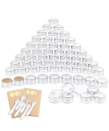 Pamiyo 60 pieces of jack 5ml empty can clear crucible cream can empty transparent crucible Tie with screw cap trip potty pot set for lotion cream mini candles cosmetics (transparent) 5ml transparent