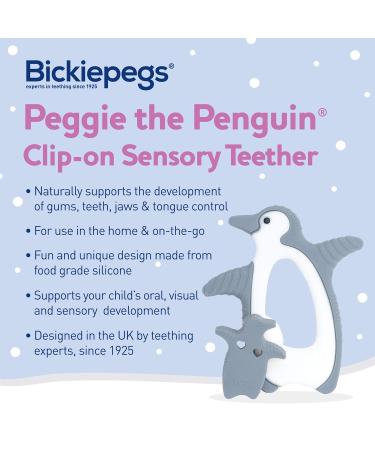 Bickiepegs Peggie the Penguin Sensory Bite Toy | Dental Aid for Babies & Toddlers | Front Gray & White Clip-On Teether - Buy Online on SooperMarket.com