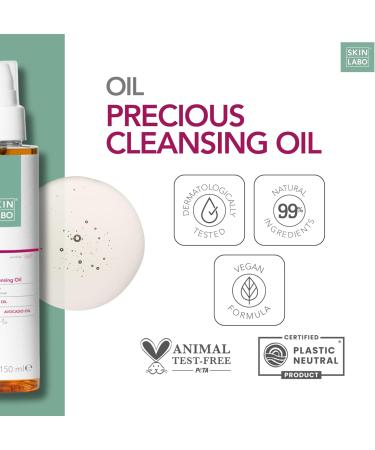 SkinLabo - Precious Cleansing Oil Balancing Cleanser and Make-up Remover Removes Stubborn Make-up with Sweet Almond Oil and Avocado Oil - 150 ml - Buy Online on SooperMarket.com