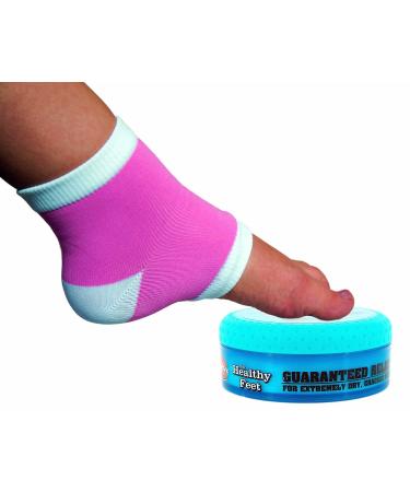 Bodiance Moisturizing Gel Heel Socks 2 Pairs Pink Large + O'keeffe's Healthy Feet Foot Cream Bundle - Buy Online on SooperMarket.com