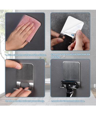 Flywave Shaver Bracket - 4 Piece Self-Adhesive Stainless Steel Razor Holder for Bathroom Kitchen & Bedroom - Buy Online on SooperMarket.com