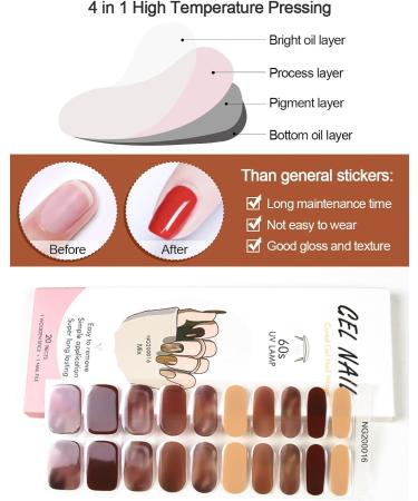 Kalolary 20PCS Nail Gel Polish Strips | Full Wraps Self-Adhesive Stickers | Nail File & Stick Included (UV/LED Lamp Required) - Buy Online on SooperMarket.com