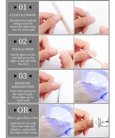 Kalolary 32PCS Cured Gel Nail Polish Strips Adhesive Full Wrap Gel Nail Art Sticker Waterproof Gel Nail Wrap Stickers with Nail File and Stick(UV/LED Lamp Required) (Transparent) - Buy Online on SooperMarket.com