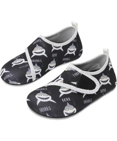JIASUQI Kids Water Shoes - Quick Dry Barefoot Aqua Socks for Beach & Pool | Black Shark Design | Size 8.5/9 UK Child - Buy Online on SooperMarket.com