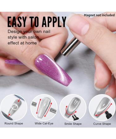 Purple Glitter Gel Nail Polish Cat-Eye Gel Nail Polish Magnet Glitter Crystal Snowlight Gel Soak off UV Gel Nail Varnish 3D Sparkling Reflective Nail Polish for Nail Art - Buy Online on SooperMarket.com