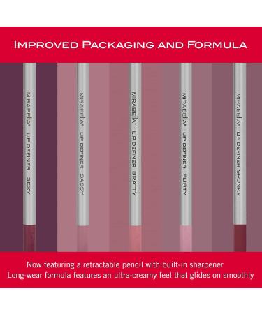 Mirabella Flirty Line & Define Lip Definer Pencil | Smoothing Moisturizing Retractable Lip Liner with Antioxidants | Long-Lasting Ultra-Creamy Formula & Built-In Sharpener - Buy Online on SooperMarket.com