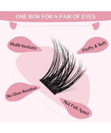 Lash Clusters 140 Pcs Cluster Lashes 14 Pairs Eyelash Clusters DIY Eyelash Extension Individual Cluster Eyelashes Mix Length Fluffy Super Thin Band Reusable Soft & Comfortable(Flipped-D-mix) mix Flipped - Buy Online on SooperMarket.com
