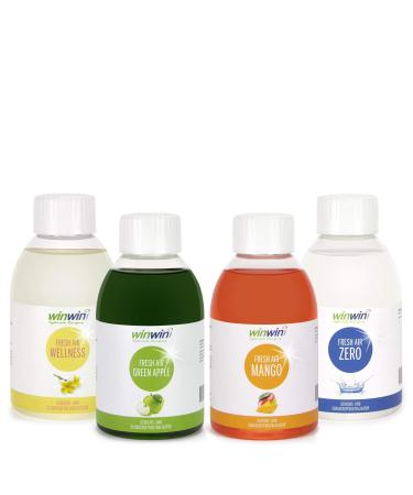 Winwin Clean Systemic Cleaning - 4 Set 4 x 250ml I Fresh Air Air purification concentrate I Wellness I Green Apple I Mango I Zero Mango 250 ml (4 Pack)