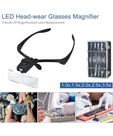 Q-COOL Magnifier Glasses with LED Light for Lash Extensions - 3 Lens Magnifier Spectacles (1.5x, 2.5x, 3.5x) - Buy Online on SooperMarket.com