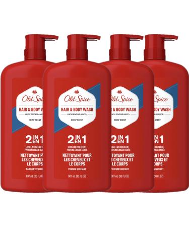 Old Spice High Endurance Hair & Body Wash for Men Crisp Scent 30 FL OZ (Pack of 4)