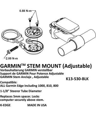 K-Edge Adjustable/Fixed Black Stem Mount for Garmin Computer - Black - Buy Online on SooperMarket.com