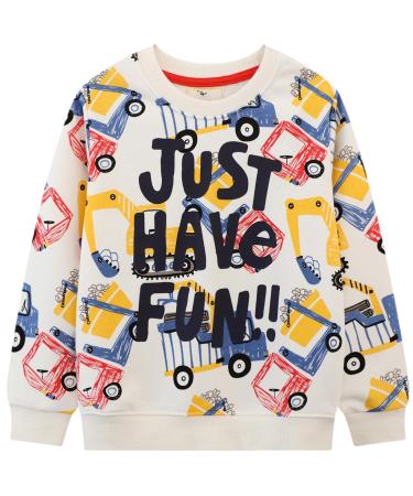 Boys Sweatshirt for Kids Dinosaur Jumper Cotton Casual Top Long Sleeve Pullover T-Shirt Toddler Girls Shirts Baby Clothes 1-8 Years 5-6 Years Just Have Fun