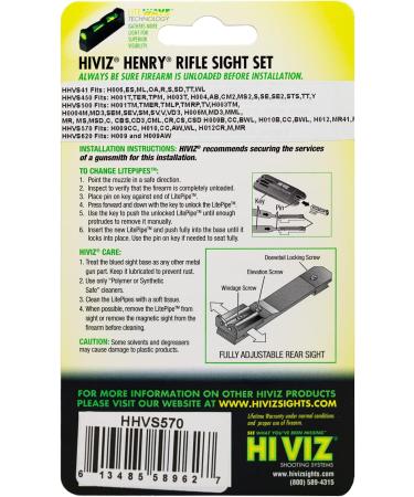 HIVIZ HHVS570 Litewave Front and Rear Sight Combo for Henry Rifle Models - H009CC, H010 CC, H012C, CR, M, MR - Buy Online on SooperMarket.com