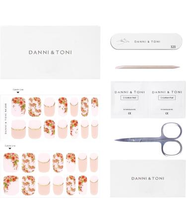 Danni & Toni 28 Gel Nail Strips Set - Blooming Garden Print | Salon-Quality Manicure Stickers with Foil Stamping - Buy Online on SooperMarket.com