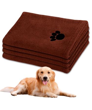 4 PCs dog towel extra absorbent dog towel extra absorbent microfiber towels for dogs cats towel dogs microfiber towel for dogs soft small medium -sized brown (35*75)