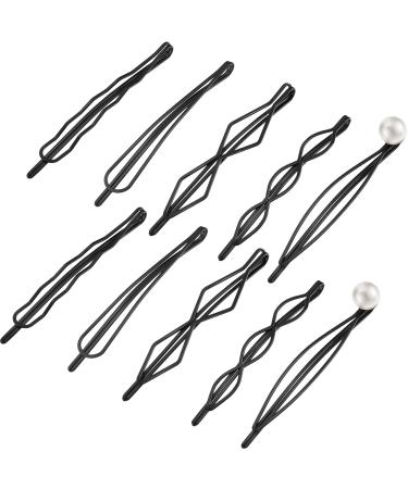10 Pieces Bobby Pin Hair Pin Geometric Metal Hair Clip Hair Barrettes for Women Girl Minimalist Hair Decorative Wedding Dainty Accessories Headwear () Black