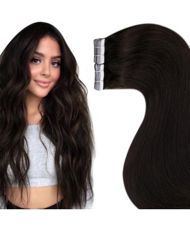 Laavoo real hair Extensions tape in dark brown extensions tape real hair 55cm remy hair extension real hair tape extensions brown 50g 20pcs #2 55.88 cm 1.2 #2