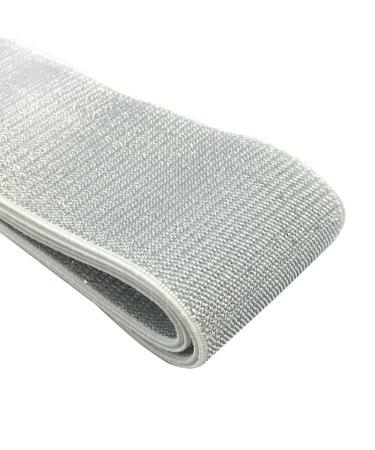 Strapcrafts 2-inch Wide Soft Gold and Silver Glitter Elastic Bands by 3-Yard  Waistband Elastic  Sewing Elastic (Silver Glitter in White) 21050
