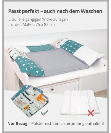 ULLENBOOM 75x85 cm Forest Animals Petrol Baby Diaper Pad Cover - Removable Cotton Changing Table Mat (EU Made) - Buy Online on SooperMarket.com