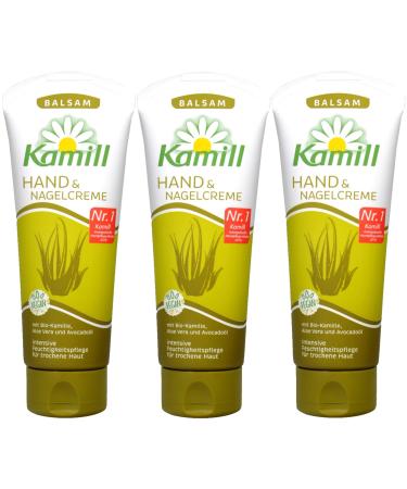 Kamill 3x100 ml Hand & Nail Cream BALSAM with BIO CamomileCamomile Aloe Vera Avocado Oil and Bisabolol | Germany