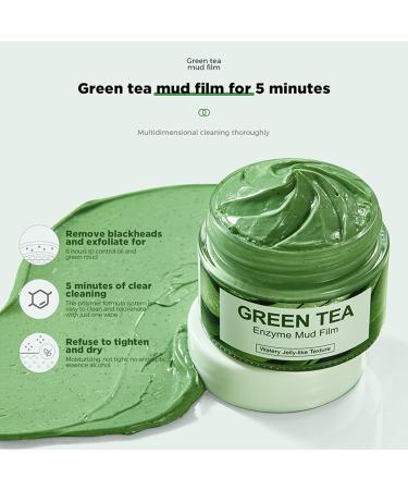Organic Green Tea Enzyme Face Mud Mask - Deep Cleansing Blackhead Remover & Hydrating Peel-Off Mask for All Skin Types - Buy Online on SooperMarket.com