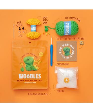 Woobles Beginners Crochet Kit with Easy Peasy Yarn - Step-by-Step Video Tutorials - Fred The Dinosaur - Buy Online on SooperMarket.com