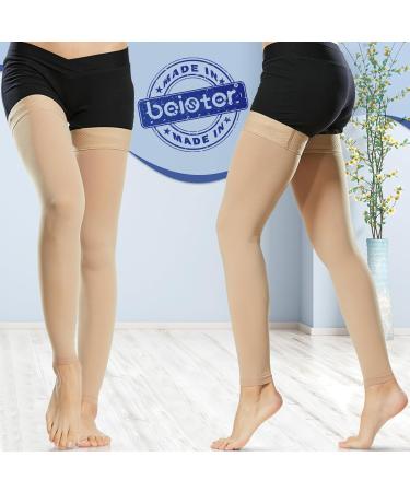 Medical Compression Stockings for Men & Women | Thigh Support 20-30 mmHg for Varicose Veins & Edema Beer Beige Klein - Buy Online on SooperMarket.com