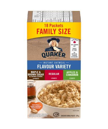 Quaker Instant Oatmeal Variety Pack 18 Packets 674g 3 Flavour Variety 504 g (Pack of 1)
