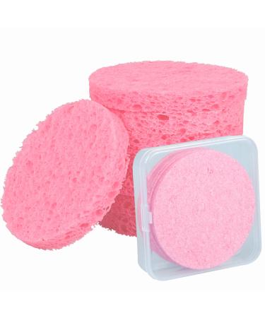15-Count Compressed Facial Sponges Exfoliating Face Pads for Cleansing 100% Natural Dehydrated Face Sponge (Pink) 1 Count (Pack of 15) Pink