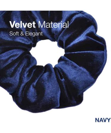 Premium Velvet Classic Hair Ties - 2pcs Plain Navy | Luxurious Hair Bands for Updo Ponytail Scrunchies - Buy Online on SooperMarket.com