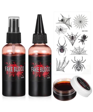 Halloween Make Up Fake Blood Gel Vampires Scars Wounds Fake Blood Simulated Blood Spray Realistic Blood for Halloween Costume Cosplay Face Body Paint