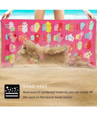 Auxory 30x60 Microfiber Beach Towel for Travel - Quick Dry, Sand Proof, Super Absorbent - Ice Cream Design - Ideal for Swimmers, Men, Women, Kids - Buy Online on SooperMarket.com