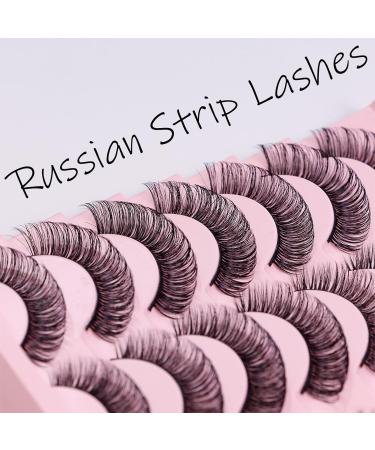 Russian False Eyelashes - Natural D Curly Strip Lashes for Parties, Weddings, Birthdays - 14 Pairs - Buy Online on SooperMarket.com