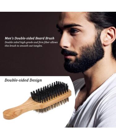 Double-Sided Men's Beard Brush with Solid Wood Handle - Facial Hair and Mustache Grooming Comb - Buy Online on SooperMarket.com