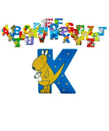 Wooden Letters by Orange Tree Toys Letter K for Kangaroo - Alphabet Animals Letters for Personalised Baby Name Toy Box Door Wall Decorations - Safari Nursery Decor Boys Girls Bedroom Accessories