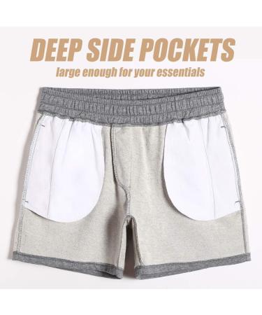 Maamgic Men's Athletic Gym Shorts 5.5 Elastic Waist Casual Pajama Pocket Jogger Men Workout Short Pants - Large Light Grey - Buy Online on SooperMarket.com