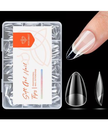 modelones Short Almond Nail Tips Pre-shaped Gel x Nail Tips Full Cover Fake Nails Soft Gel Acrylic Nail Tips Nail Extension False Gel x Nail Kit 216PCS 12Sizes A1-Short Almond