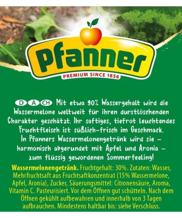 Pfanner Watermelon Bulk Pack - Refreshing Soft Drink with 30% Fruit & Vitamin C (8 x 1L) - International Shipping Available - Buy Online on SooperMarket.com