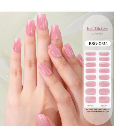 16 PCs Purple Gel Nail Polish Stickers - Full Wraps & Cured Nail Strips for Women | BSG-0314 Hellrosa Glitter - Buy Online on SooperMarket.com
