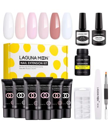 Lagunamoon Polygel Nail Kit 6 Colours 30g Polygel Nail kit Full Set for Beginners with Slip Solution Dual Nail Forms Nail File and Gel Top and Base Coat Gel Nail Polishes Baby One More Time
