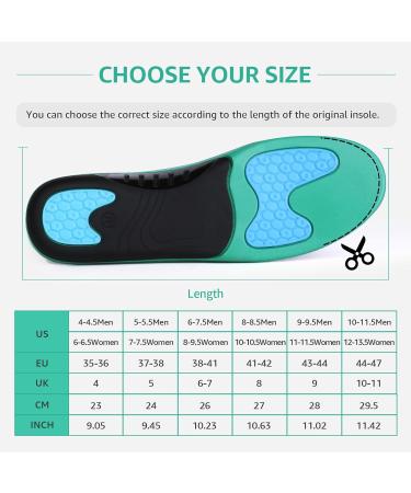 3angni Orthopedic Insoles for Heel Spur & Plantar Fasciitis - Comfort Inlays for Flat Feet - Men & Women - EU Sizes 44-47 (29.5cm) - Black - Buy Online on SooperMarket.com